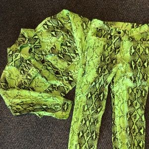 Neon Green Snakeskin 2 Piece Set (Boohoo)